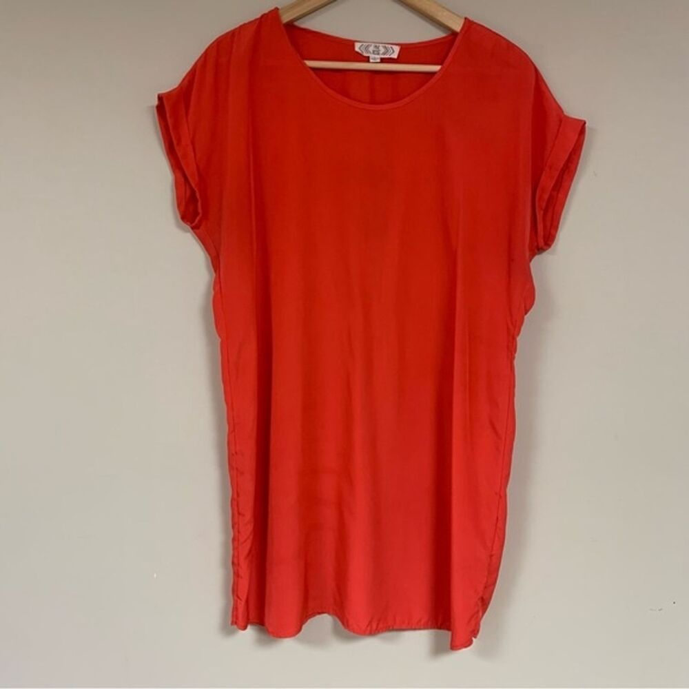 Pink Rose Coral Shift Dress Women’s Large Flowy Loose Relaxed Beachy Lightweight